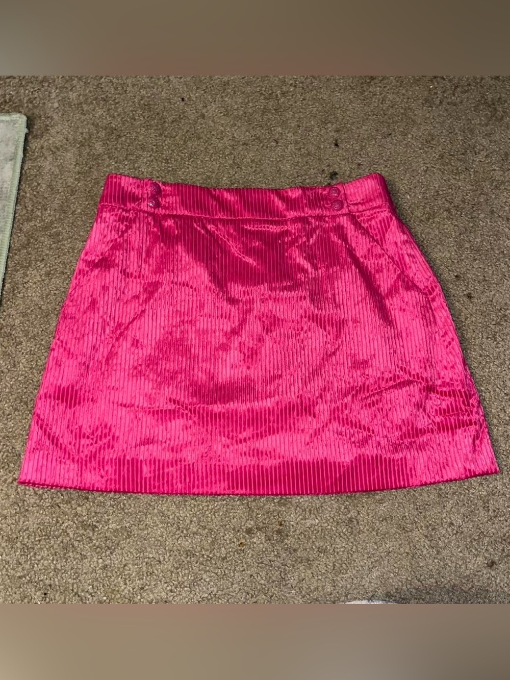Veronica Beard Bright Hot Pink Ribbed Velvet Mini Skirt